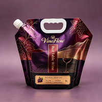 Pochette brillante personnalisée avec bec verseur, qualité alimentaire, pour vin rouge et emballage de boissons