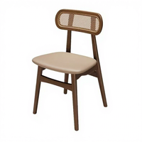 Banc de restaurant en bois et cuir pour café commercial, mobilier de restauration rapide, ensemble table et chaises en rotin pour café
