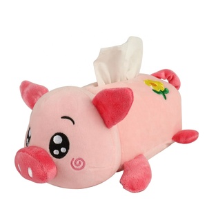 Sevimli sevimli kağıt peçete durumda araba kağıt peçete kutusu özel taşınabilir peluş domuz hayvan peçete kutu tutucu - Product Image 4