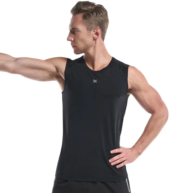 Wholesale Gym Singlet Tank Top Running Sleeveless t Shirt Solid Sports Vest Mens