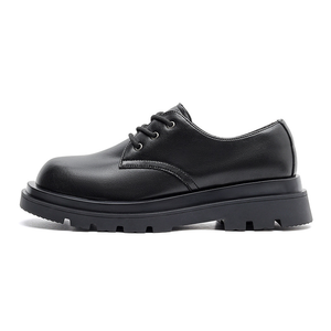 Zapatos Derby de Estilo Británico para Hombre, de Cuero Genuino, con Punta Ancha, Negros, Casuales, con Suela Gruesa y Cierre Deslizante - Product Image 1