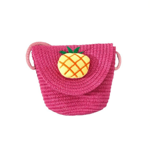 Borsa Ananas 13x10x7cm Rosa in Paglia, Borsa Estiva da Spiaggia - Product Image 2