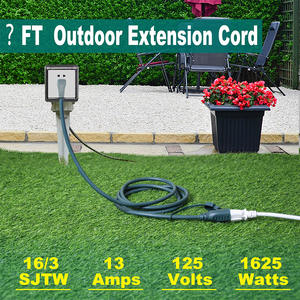 KUNCAN Intérieur Extérieur Noir 1625W SJTW 16AWG Rallonge d'alimentation extérieure 90 Degrés NEMA 5-15P à NEMA 5-15R - Product Image 3