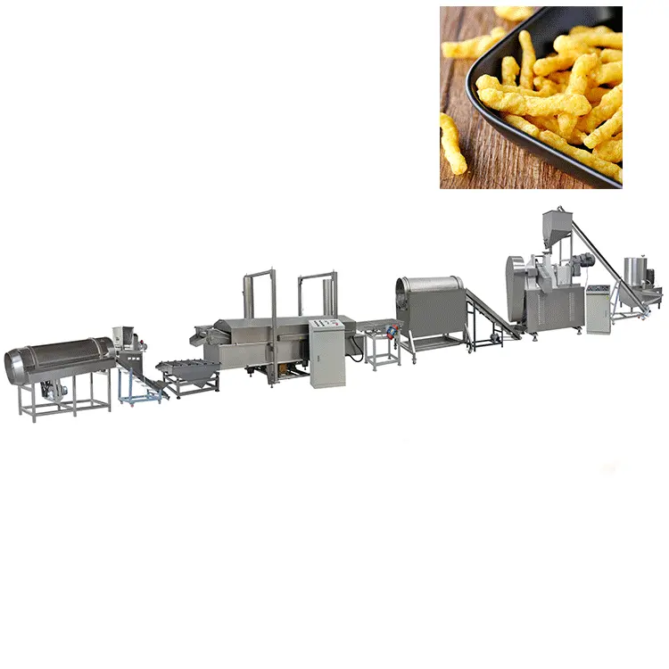 Kurkure makinesi ponponları işleme hattı mısır patlağı ekstruder makinesi cheetos aperatifler hindistan peynir yapma makinesi