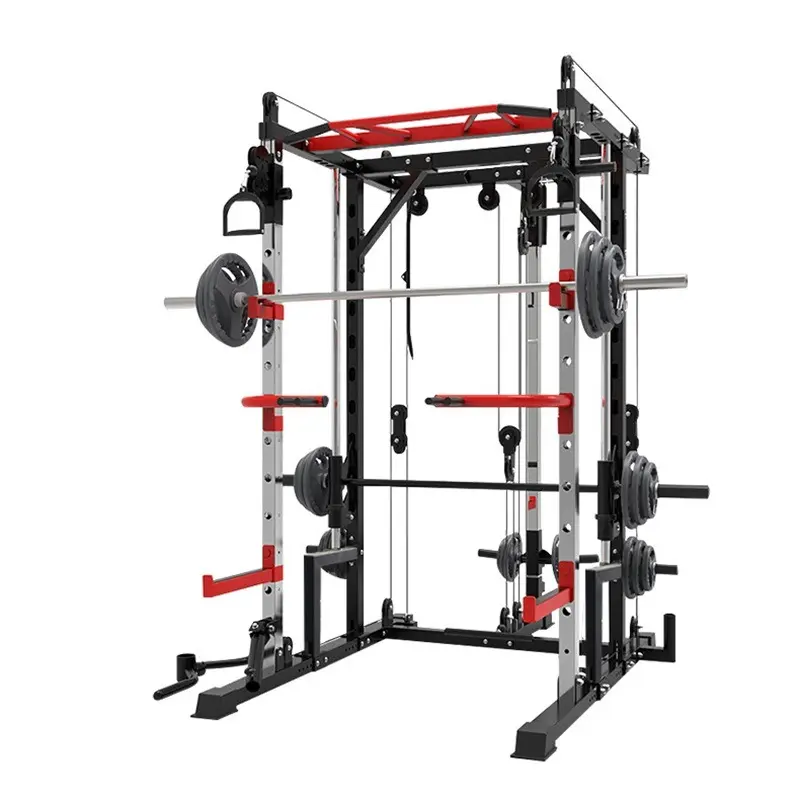 Ticari çok fonksiyonlu ev için spor salonu ekipmanları Pull Up Bar güç rack'i çok istasyonu Smith makinesi Squat çerçevesi