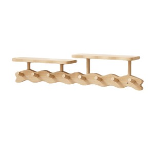 Wall Mounted Coat Rack <b>With</b> <b>Shelf</b> 2 Tier Wave Design For Bedroom Living Room Entryway Hanging Storage <b>Hook</b> - Product Image 1