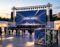 Pantalla LED Curva P2.6-P3.91 de Alquiler para Uso en Interiores/Exteriores, Alta Frecuencia de Actualización, Fondo de Escenario y Publicidad para Ferias Comerciales