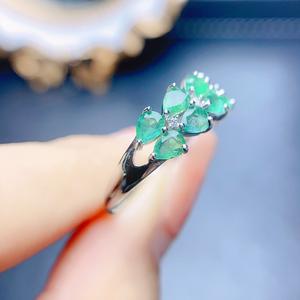 Verlobung 925 Sterling Silber Edelstein Hochzeits schmuck Lady Luxus 3*4mm Birnen schliff Diamant Natur Smaragd Stein Ewigkeit <span class=keywords><strong>Ring</strong></span> - Product Image 2