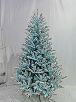 Sapin de Noël artificiel floqué pré-éclairé en gros avec lumières LED multicolores, arbre réaliste enneigé pour la décoration des fêtes