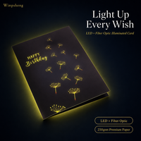 Carte d'anniversaire WINPSHENG avec lumière LED, fibre optique, pissenlit, cartes de vœux modernes pour anniversaire