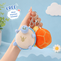 Peluche tortue mignonne et adorable qui couine pour filles, parfaite comme breloque de sac à dos, porte-clés, poupée ou petit cadeau.