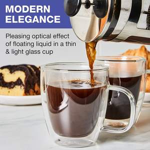 <span class=keywords><strong>Tasses</strong></span> à café en verre transparent à double paroi isolées résistantes à la chaleur personnalisées de 12 oz et 16 oz avec poignée pour expresso, latte, cappuccino, thé - Product Image 5