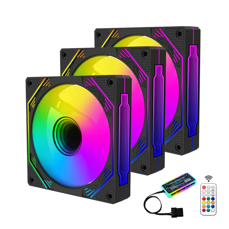 Lovingcool Nuevo diseño Colorido PC Case 120mm RGB LED Fan Cooler Ventilador con controlador RGB Set