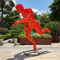 Fabrieksgemaakte grote sculptuur voor pretparken, decoratie van glasvezel, glasvezelhars, modieus design, hardlopende man kunst sculptuur