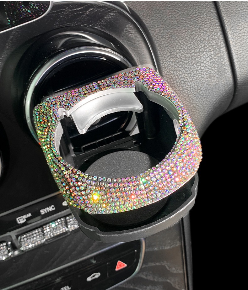 Feng Qin F-003 Drilled Front Air Outlet Water Cup Holder with Bling Rhinestone - Universal Car Acces