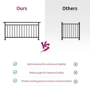 Système de garde-corps en aluminium sur mesure <span class=keywords><strong>pour</strong></span> porche, terrasse, balcon et <span class=keywords><strong>escalier</strong></span>, avec <span class=keywords><strong>quincaillerie</strong></span> complète, installation facile <span class=keywords><strong>pour</strong></span> extérieur et intérieur, garantie de 2 ans - Product Image 3