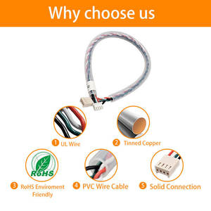 Arnés de Cables con Conector Macho a Hembra UL1007 22AWG XH2.5-4P 2510-4P con Tubo Protector de PU Transparente - Product Image 5