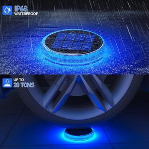 Caliente al aire libre IP68 Luces de cubierta azules con energía <span class=keywords><strong>solar</strong></span> Paquete de 4 caminos de tierra lámpara de jardín luces de paso LED solares para paisaje - Product Image 2