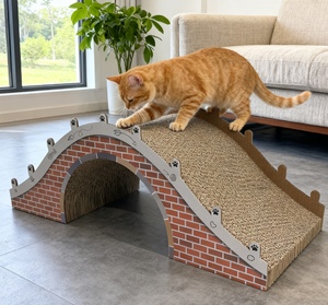 Rascador para Gatos de Papel Corrugado Ecológico con Forma de Puente Arqueado Moderno, con Logotipo Personalizado, Embalado en Cartón, Artículo Especial para Mascotas - Product Image 1