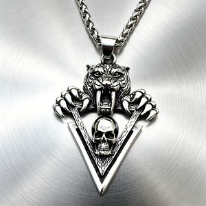 Yunnique – collier avec pendentif crâne de panthère en acier inoxydable pour hommes, design animal géométrique, bijoux de style Hip Hop Punk - Product Image 1