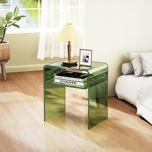 Tavolino da Caffè OEM in Acrilico Trasparente a Forma di U, Comodino Moderno Arancione con Vano Portaoggetti per Soggiorno e Appartamento - Product Image 6
