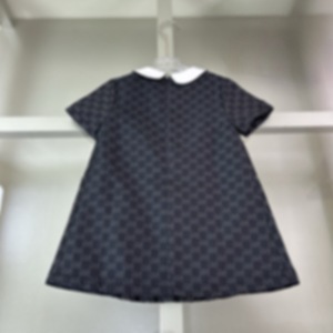 Robe d'été en mousseline pour filles, col Claudine <span class=keywords><strong>à</strong></span> <span class=keywords><strong>volants</strong></span>, manches courtes, motif lettres imprimé, <span class=keywords><strong>jupe</strong></span> trapèze longueur genou - Product Image 4