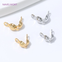 50 pièces Embouts de finition en laiton de 4 mm à double coupelle, plaqués or 18 carats, avec couvercle de nœud à sertir, pour la rétention durable de la couleur, pour la fabrication de bijoux DIY