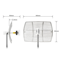 Antena de rejilla parabólica Wifi de alta ganancia de 2,4G, puente inalámbrico de larga distancia para exteriores WLAN, rango de cubierta de 5-8KM, antena de rejilla de 16dbi