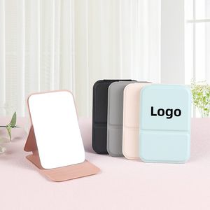 Складное компактное косметическое зеркало из искусственной кожи с логотипом на заказ - Product Image 2