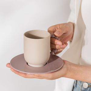 Nordic Contrast Color Ceramic Coffee <b>Cup</b> and Saucer Creative Beaded Handle Porcelain Tea <b>Cup</b> <b>Set</b> - Product Image 4