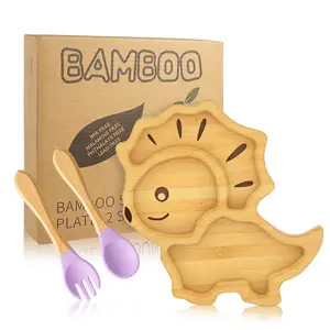 Productos para bebés 5 en 1, mantel de mesa de silicona, plato, cuchara, tenedor, taza para sorber, vajilla en la nube, juegos de alimentación para bebés, juego de comedor para bebés - Product Image 1