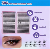 Paket Hemat 384 Cluster Bulu Mata Ukuran Campuran 8mm-16mm Buku Bulu Mata Nyaman Lembut Distributor Kecantikan Grosir Bulu Mata