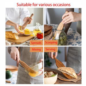 Skinny Spurtle for Sourdough Starter Dough Whisk Natural Moist Resistance Teak <strong>Spurtles</strong> Kitchen Tools Wooden Kitchen Utensils - Product Image 4