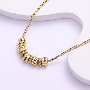 Collana personalizzata in acciaio inossidabile con perline incise con nome di famiglia collana membro della catena di Mantra personalizzata regalo per la festa della mamma - Product Image 4