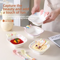 Bol d'anniversaire en céramique JM mignon pour enfants, usage domestique, compatible micro-ondes, pour desserts, yaourts, flocons d'avoine, collations et riz, logo personnalisé