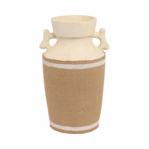Vaso rustico in terracotta con avvolgimento in juta intrecciata per decorazioni domestiche e uso in soggiorno - Product Image 1