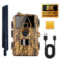Cámara de Caza Infrarroja para Exteriores 8K Video 60MP, Cámara de Rastreo con Tarjeta SIM 4G HD, GPS, Aplicación, iCloud, Visión Nocturna Inalámbrica PR801LTE