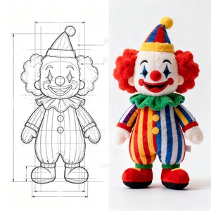 Muñecos de Peluche Personalizados de Payaso de Circo, Rellenos de Algodón PP, para Cumpleaños, Bordados - Product Image 1