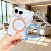 Coque de téléphone portable transparente, magnétique, pliable, anti-jaunissement, antichoc pour iPhone Duo 18 Fold