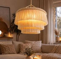 Abat-jour en macramé bohème, couverture de lampe suspendue tissée nordique, lampe de plafond à franges en coton
