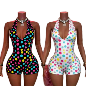 Mono de mujer con cuello halter, de spandex, corte alto, ajustado, sin mangas, elástico, de moda, de una pieza - Product Image 2