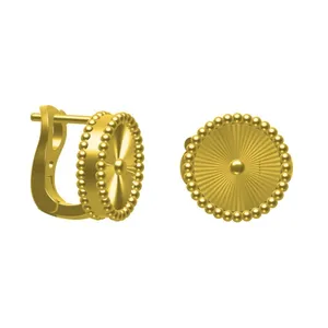 18K Gold Four-leaf Clover Bracelet Necklace Pendant Fashionable Ladies Birthday Gift Custom Set.