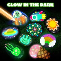 Peinture acrylique non toxique en gros, jouets de graffiti, pierres qui brillent dans le noir, ensemble d'art, peinture sur roche 3D DIY pour enfants