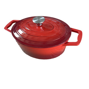 Bán buôn 26/28/30/32cm nhà bếp không dính súp stockpot bánh mì Hà Lan lò nấu ăn nồi hình bầu dục màu đỏ tráng men đúc sắt soong chậu - Product Image 5
