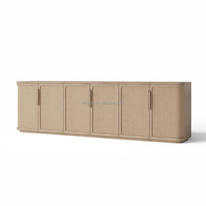 מודרני ברזל עץ אלון מלא 6 דלתות קונסולת טלוויזיה עמדה סלון ארון חדר שינה מרכז ריהוט ריהוט - Product Image 2