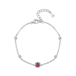 สร้อยข้อมือเงินแท้ S925 ประดับเพทายทรงลูกบาศก์สีแดงกุหลาบ ดีไซน์ใหม่สไตล์ Starry Night สำหรับผู้หญิง รุ่นทองแดงปรับแต่งได้ - Product Image 1