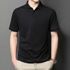 Polo personnalisé DFU161 en tissu de soie naturelle tissé, t-shirt d'été avec col plié. - Product Image 4