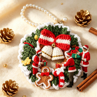 Ornements de Noël ronds en tissu crocheté à la main - Décoration intérieure - Cadeau