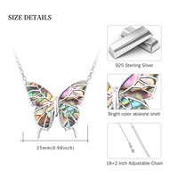 YFN Jewelry Collier pendentif papillon en coquille d'ormeau en argent sterling 925 pour femme