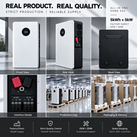 Sistem Penyimpanan Energi Baterai LiFePO4 All in One 5kWh 5kW untuk Rumah, 51.2V 100Ah dengan Inverter untuk Sistem Tenaga Surya Rumah Tangga